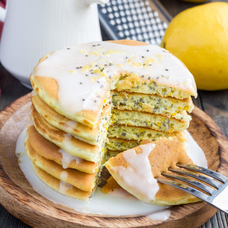 Chia Seed Lemon Pancakes with Citurs Glaze