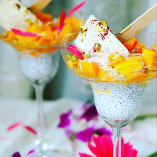 Safron Kulfi Served with Mango and Chia Seeds